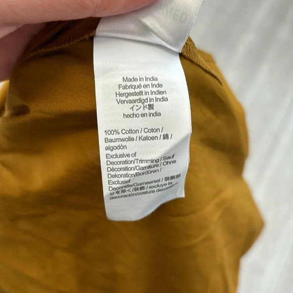 NWT J. Crew Smocked-waist cotton poplin midi skirt SZ large dark mustard color - Picture 8 of 12